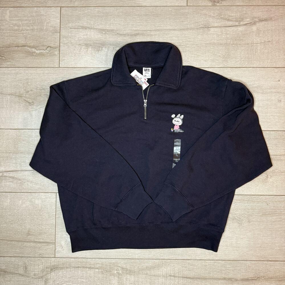 Uniqlo UT x POP MART The Monsters Labubu Half Zip Sweatshirt Navy Women's L NWT